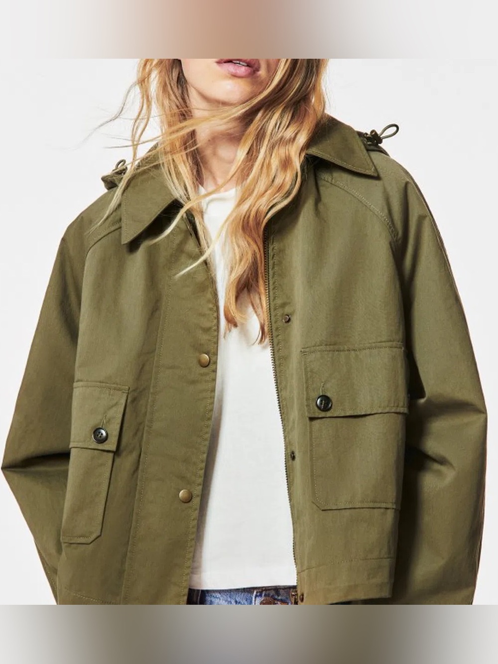 Zara Olive Green Windbreaker with Detachable Lining